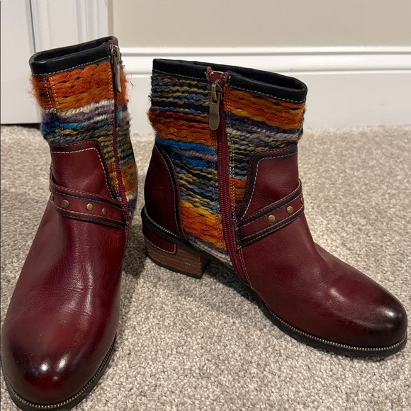 L’Artiste Tapestry Leather Boots Sz 39 - Picture 5 of 9